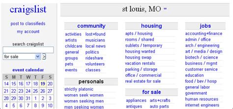 Craigslist stl jobs - craigslist provides local classifieds and forums for jobs, housing, for sale, services, local community, and events